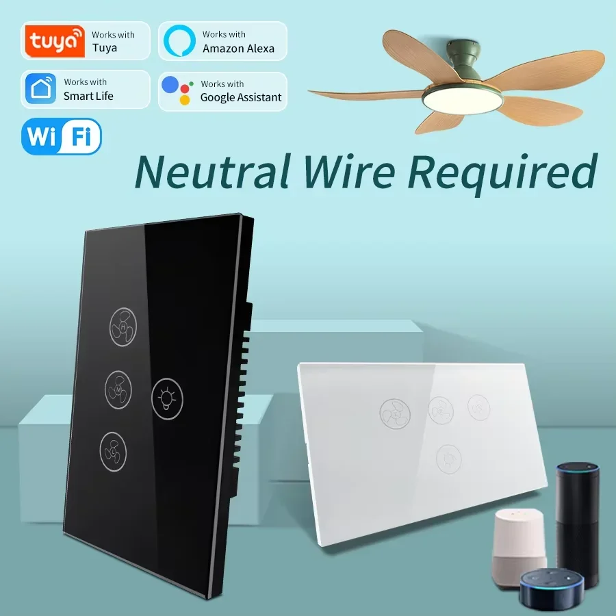 Smart Ceiling Fan Alexa Wifi - Tuya WiFi Ventilatore da soffitto Luce