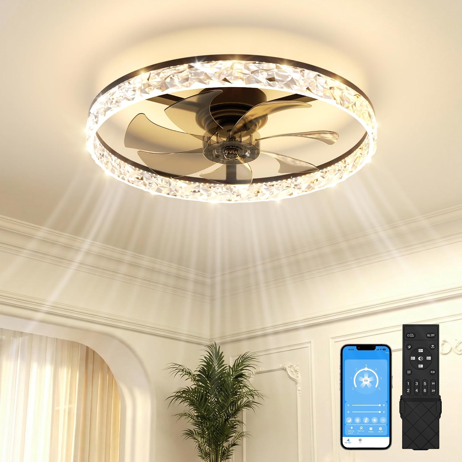 Ceiling Fan Low Profile Flush Mount - Ventilatore da soffitto moderno a basso