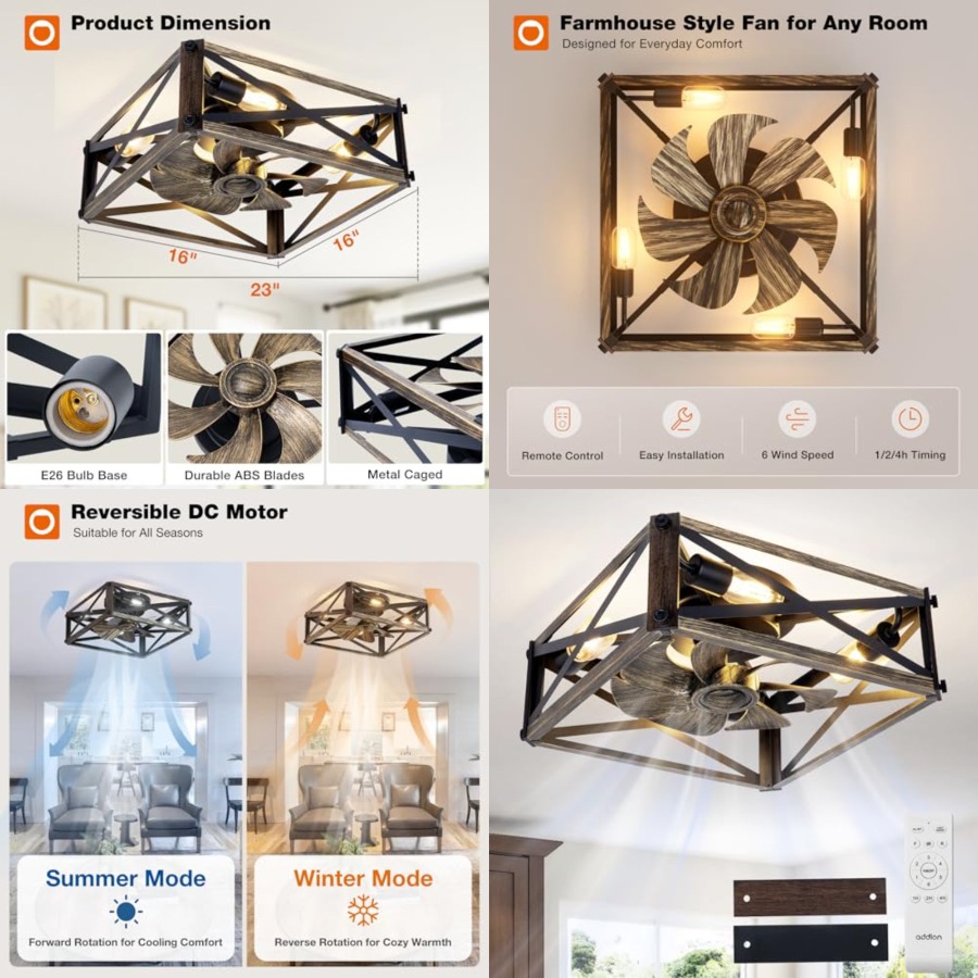 Ceiling Fan Low Profile Flush Mount - Ventilatori da soffitto a basso profilo