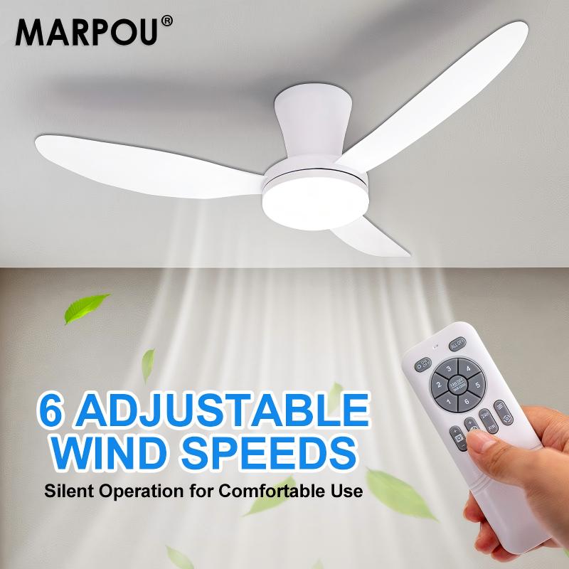 Ceiling Fan Led 3 Blade Modern - MARPOU Ventilatori da soffitto semplici con