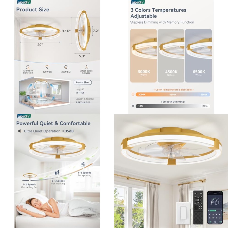 Ventilatori da soffitto con lu - Ceiling Fan Low Profile Flush Mount recensione e prezzo