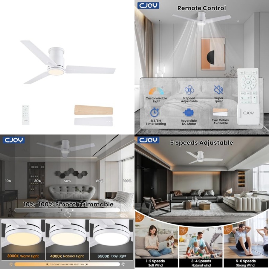 Ventilatori da soffitto con lu - Ceiling Fan Low Profile Flush Mount recensione e prezzo