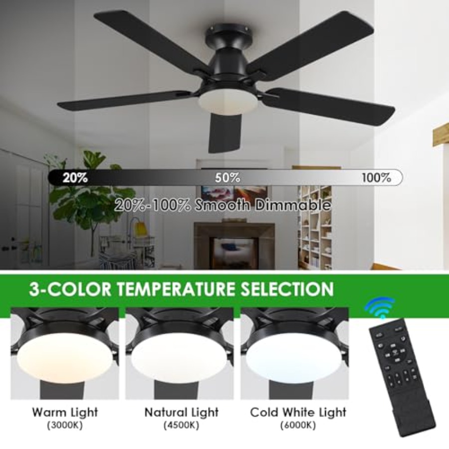 Ventilatori da Soffitto con Lu - Ceiling Fan Low Profile Flush Mount recensione e prezzo