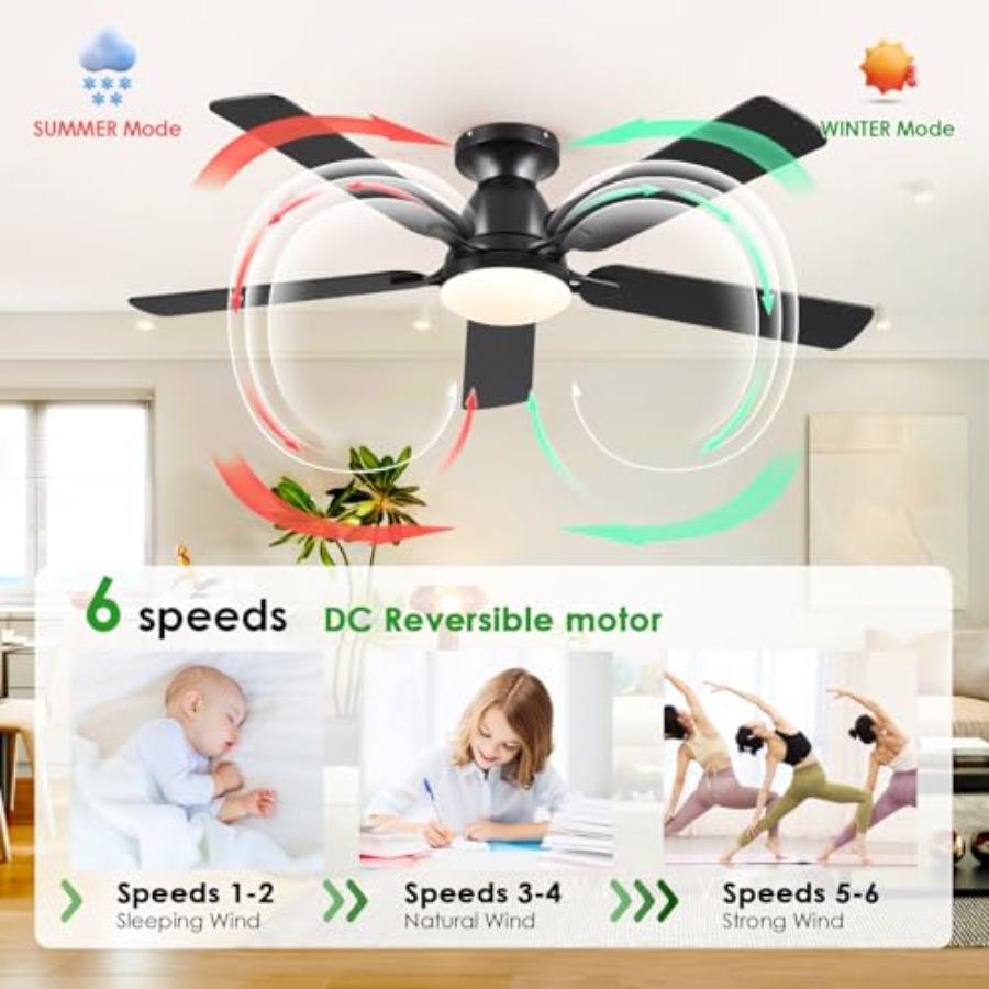 Ventilatori da Soffitto con Lu - Ceiling Fan Low Profile Flush Mount recensione e prezzo