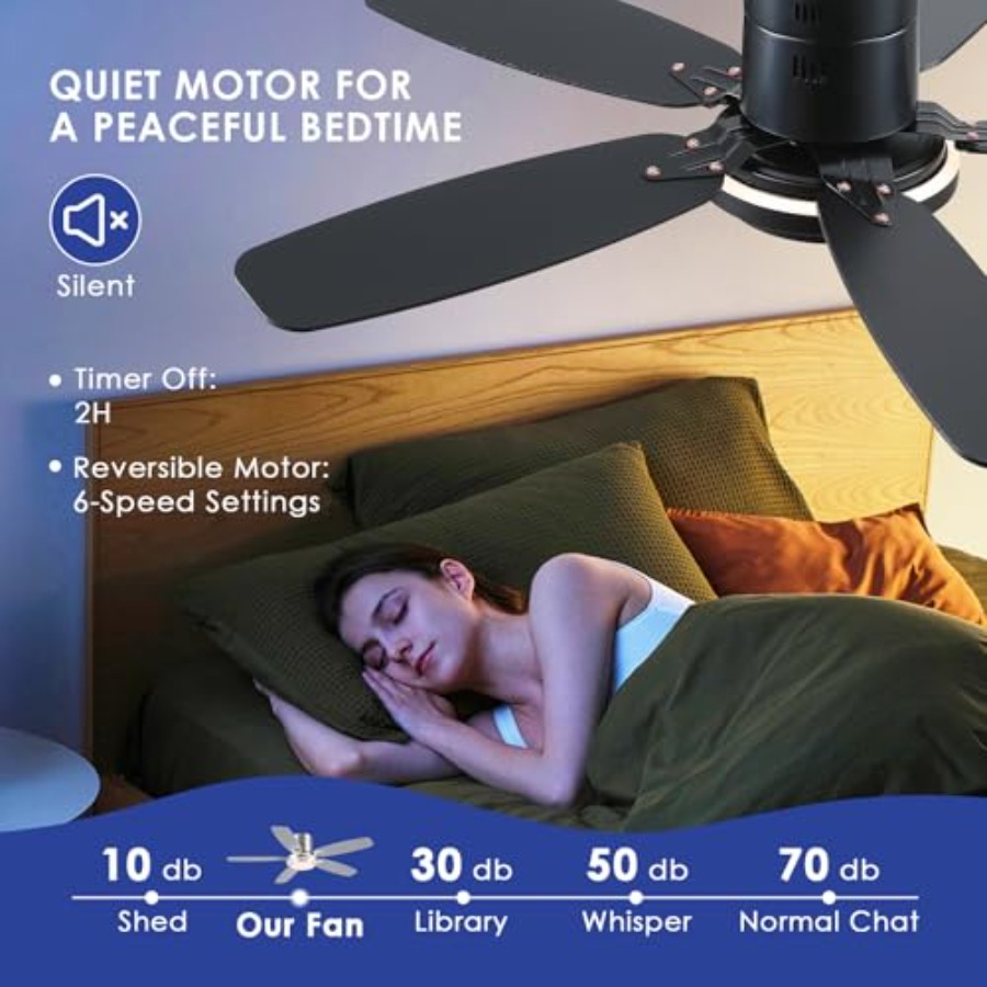 Ventilatori da soffitto neri c - Ceiling Fan Low Profile Flush Mount recensione e prezzo