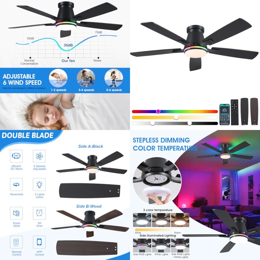 Ventilatori da soffitto da 52  - Ceiling Fan Low Profile Flush Mount recensione e prezzo