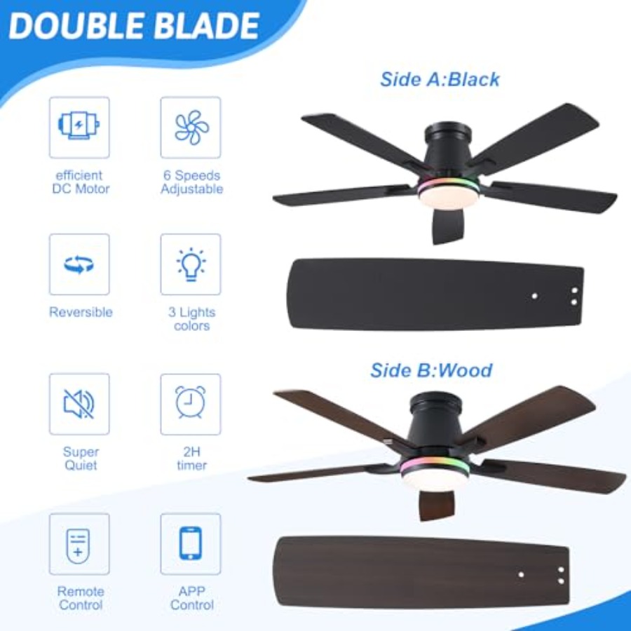 Ventilatori da soffitto da 52  - Ceiling Fan Low Profile Flush Mount recensione e prezzo