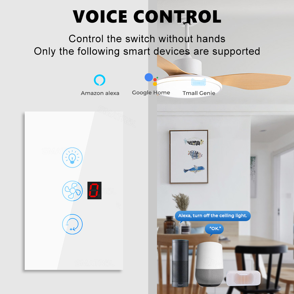 EU Us Tuya Smart WiFi Touch Sw - Smart Ceiling Fan Alexa Wifi recensione e prezzo