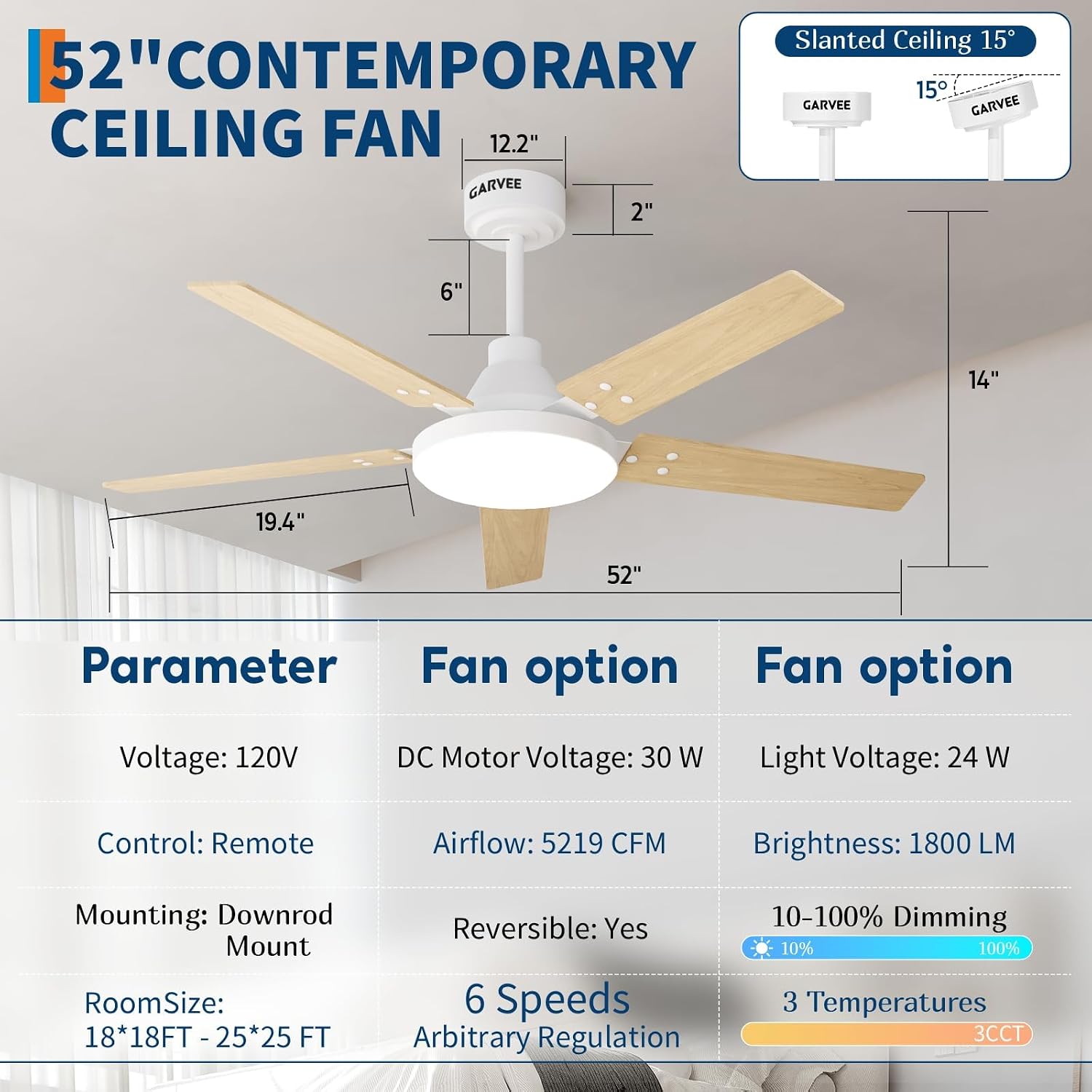 Ventilatore da Soffitto da 52  - Ceiling Fan Low Profile Flush Mount recensione e prezzo