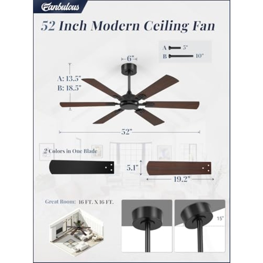 Ventilatore da soffitto da 52  - Ceiling Fan Dc Motor 52 Inch recensione e prezzo