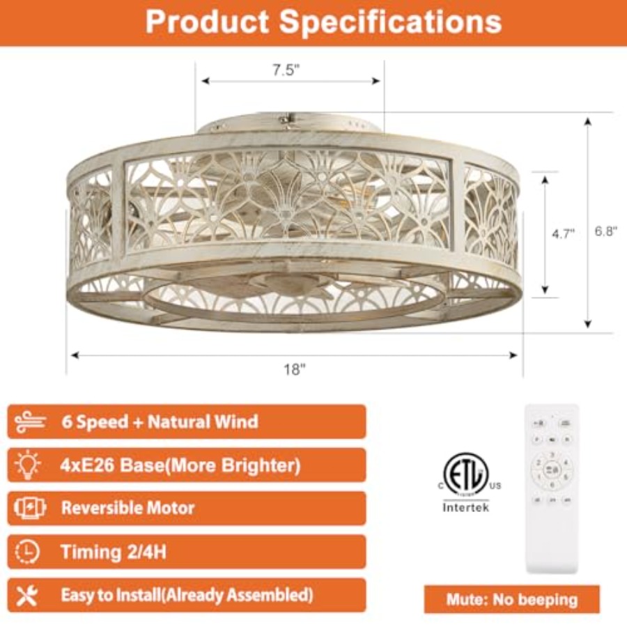 Ventilatore da soffitto a gabb - Ceiling Fan Low Profile Flush Mount recensione e prezzo