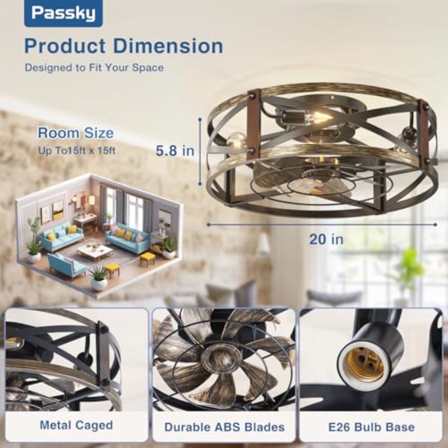 Ventilatore da soffitto a inca - Ceiling Fan Low Profile Flush Mount recensione e prezzo